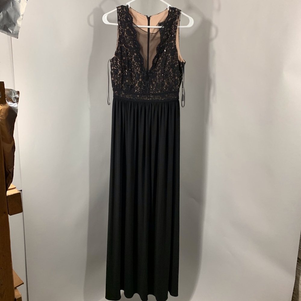 long black v neck formal dress